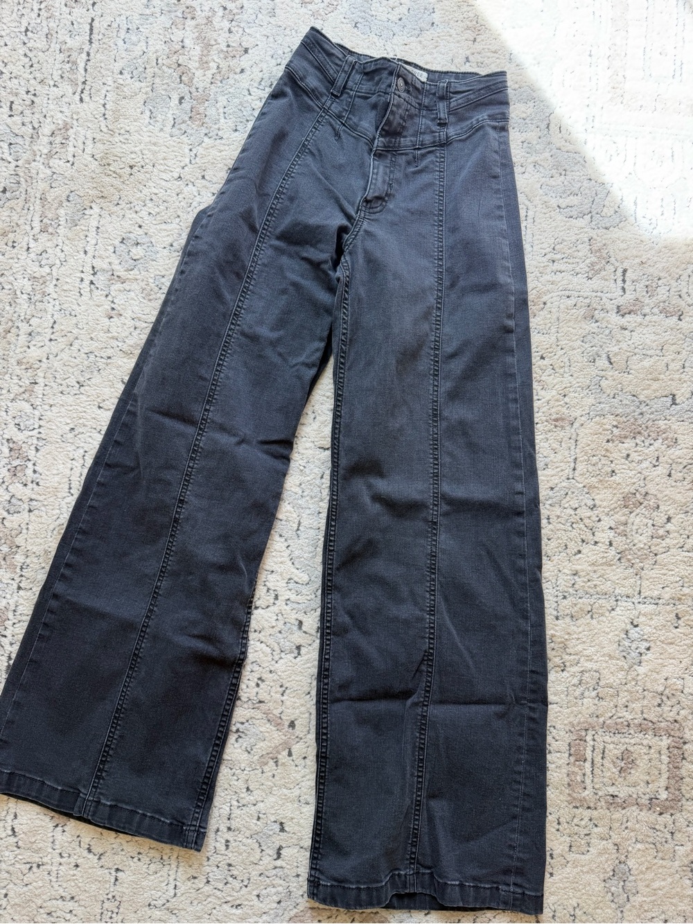 Free People Black High-Rise Wide Leg Jeans